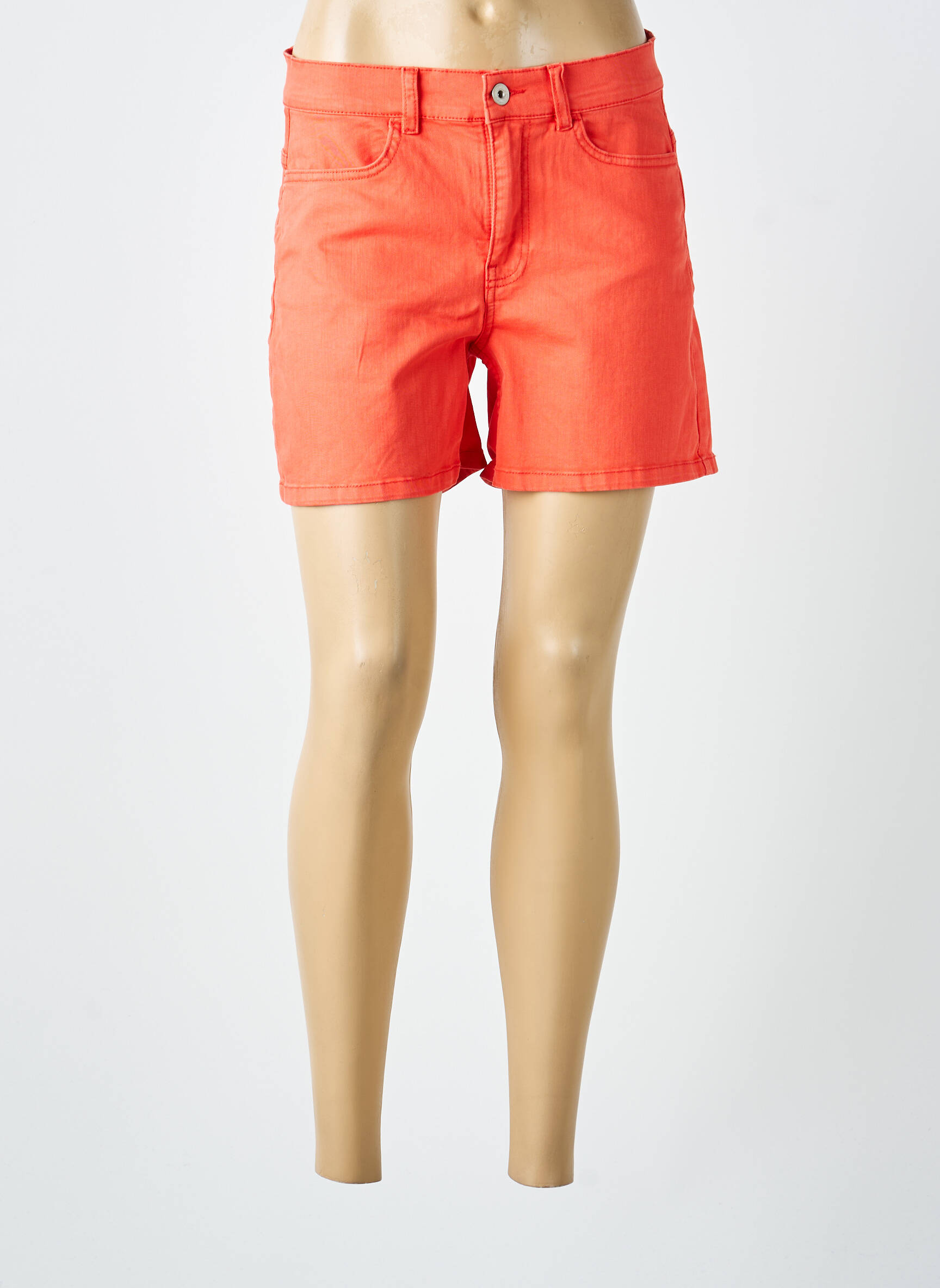Short tissage denim taille haute orange ICHI femme