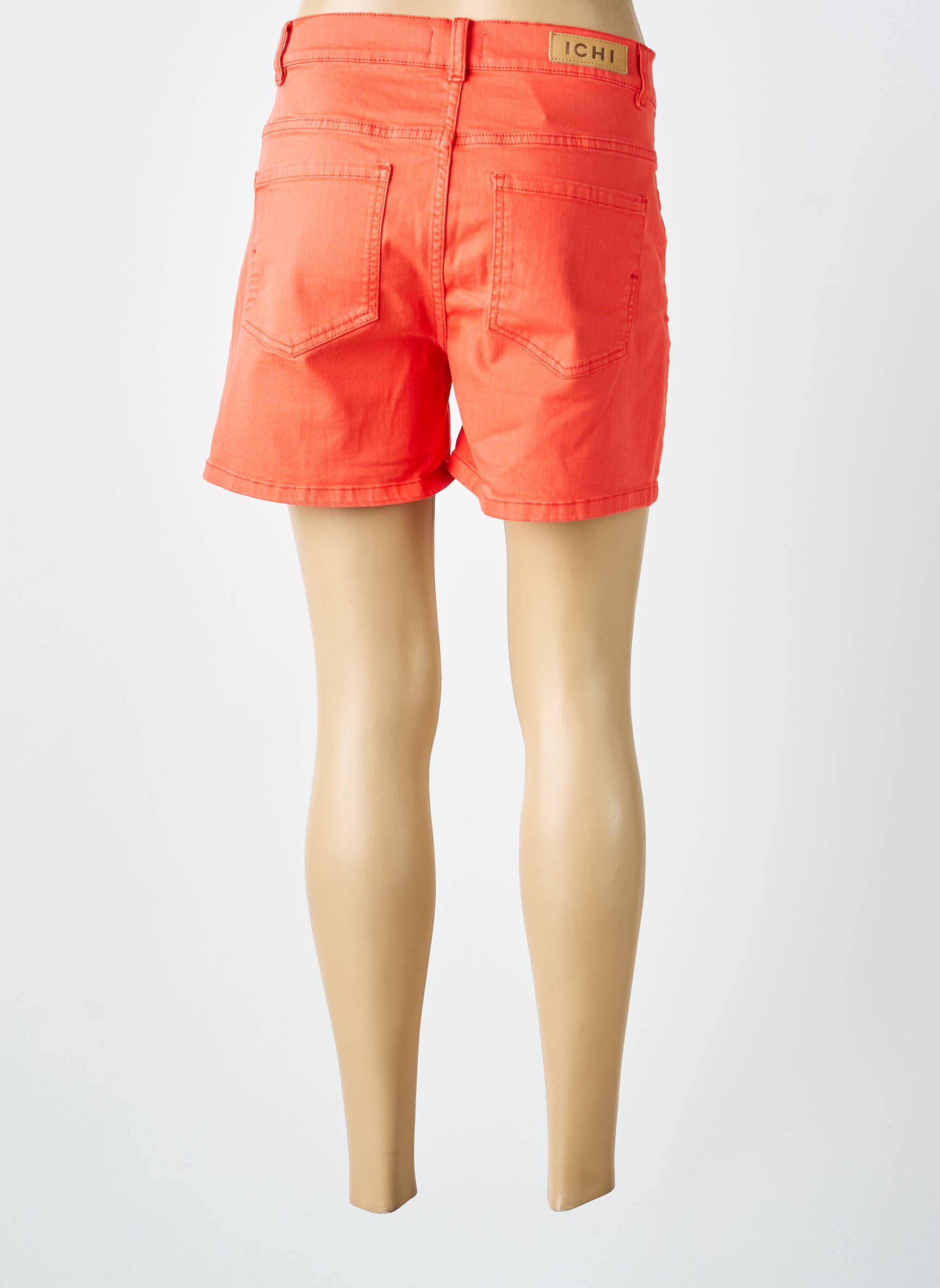 Short tissage denim taille haute orange ICHI femme