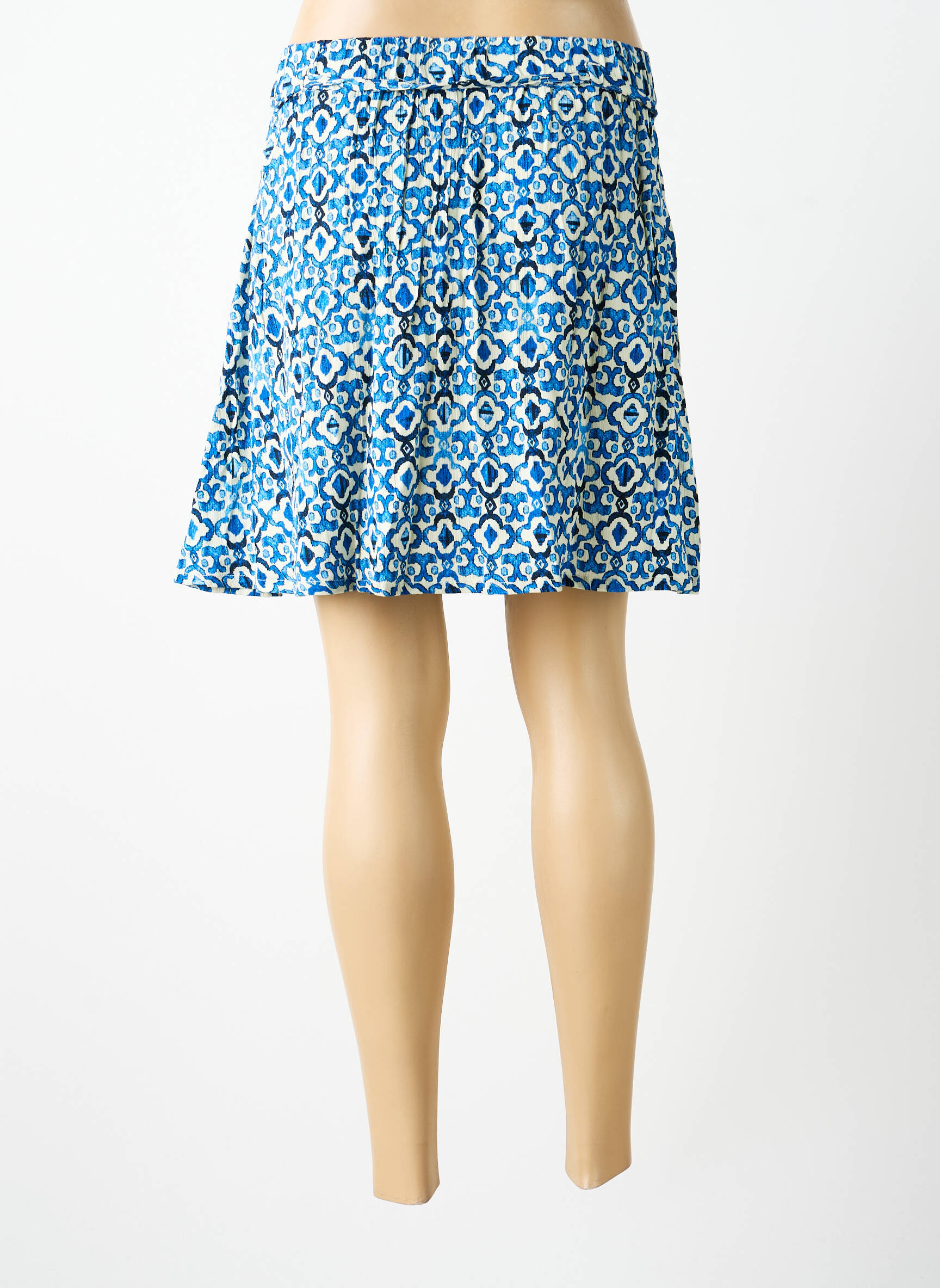 Jupe courte taille élastique bleu ICHI femme