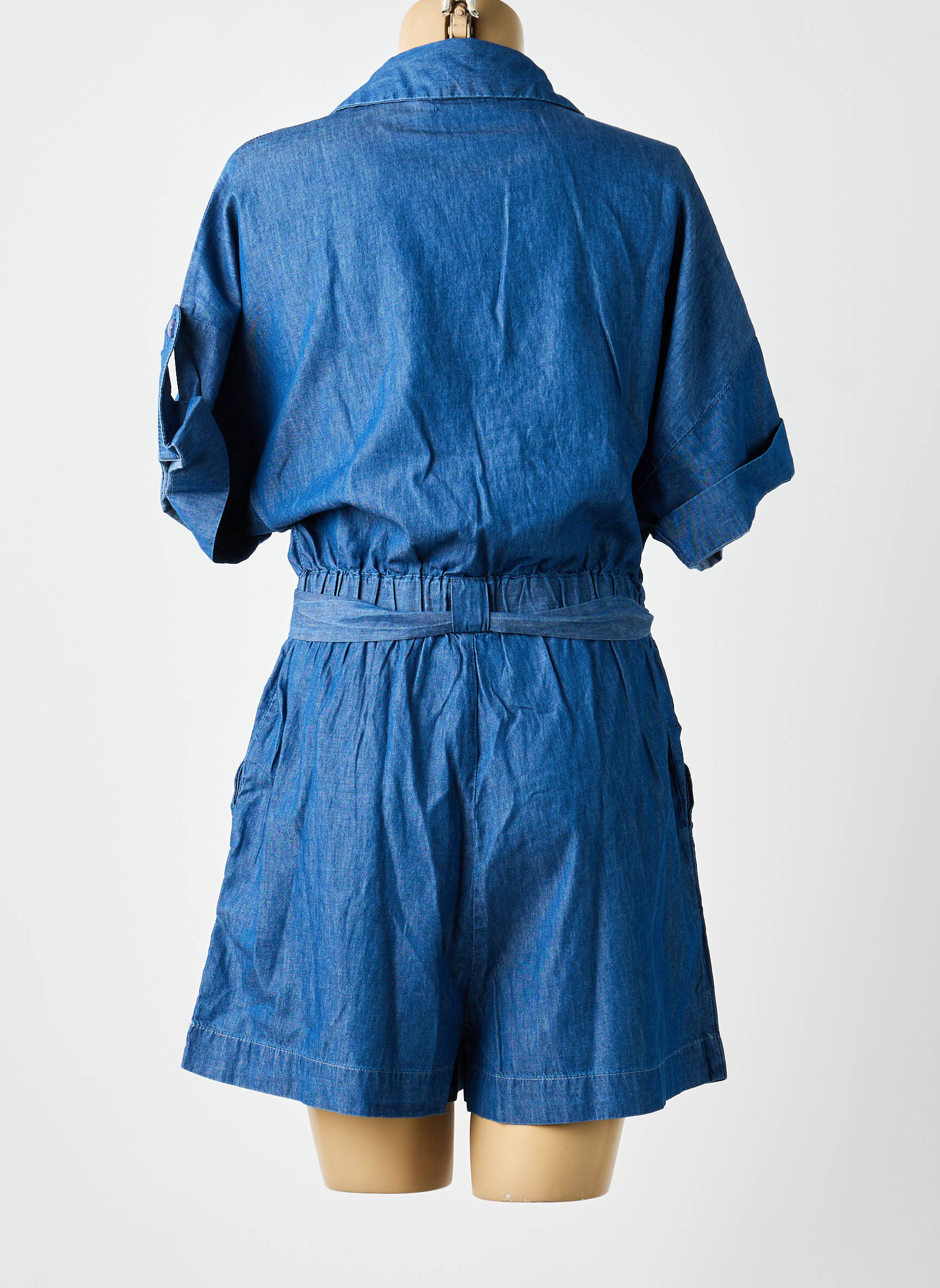 Combishort fermeture boutonnée sur le devant manches courtes bleu MOLLY BRACKEN femme