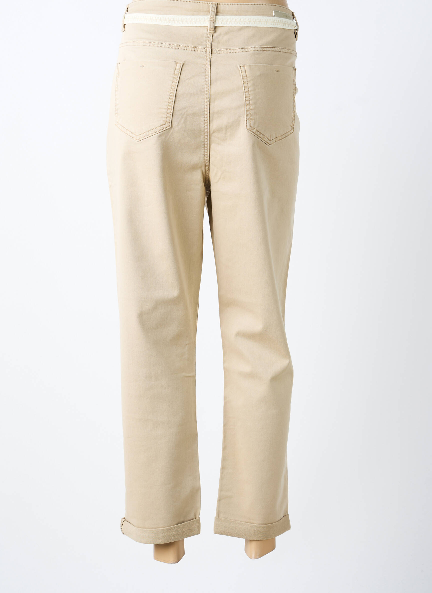 Pantalon droit stretch taille normale beige GEISHA femme