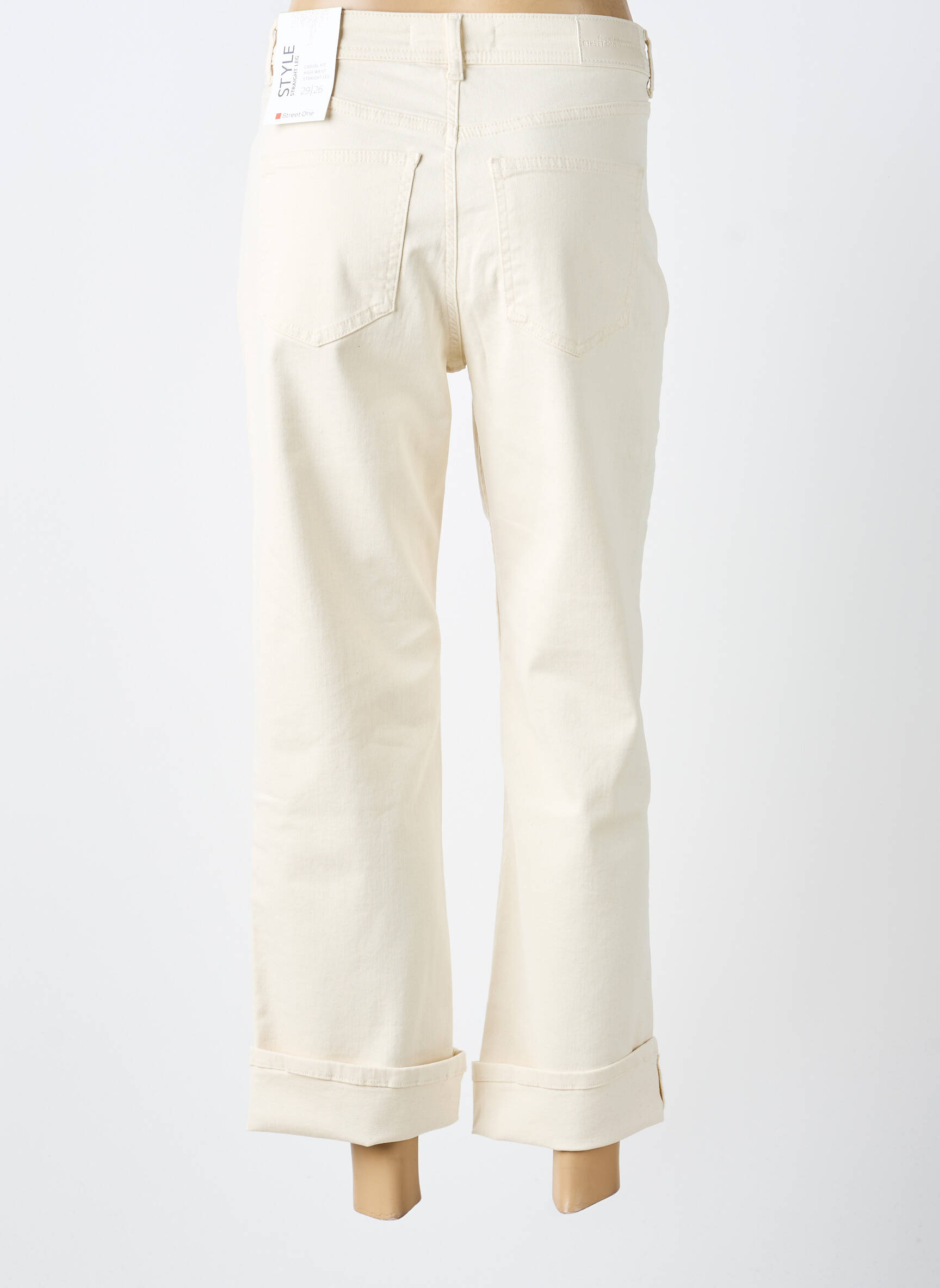 Jeans coupe droite stretch taille normale beige STREET ONE femme