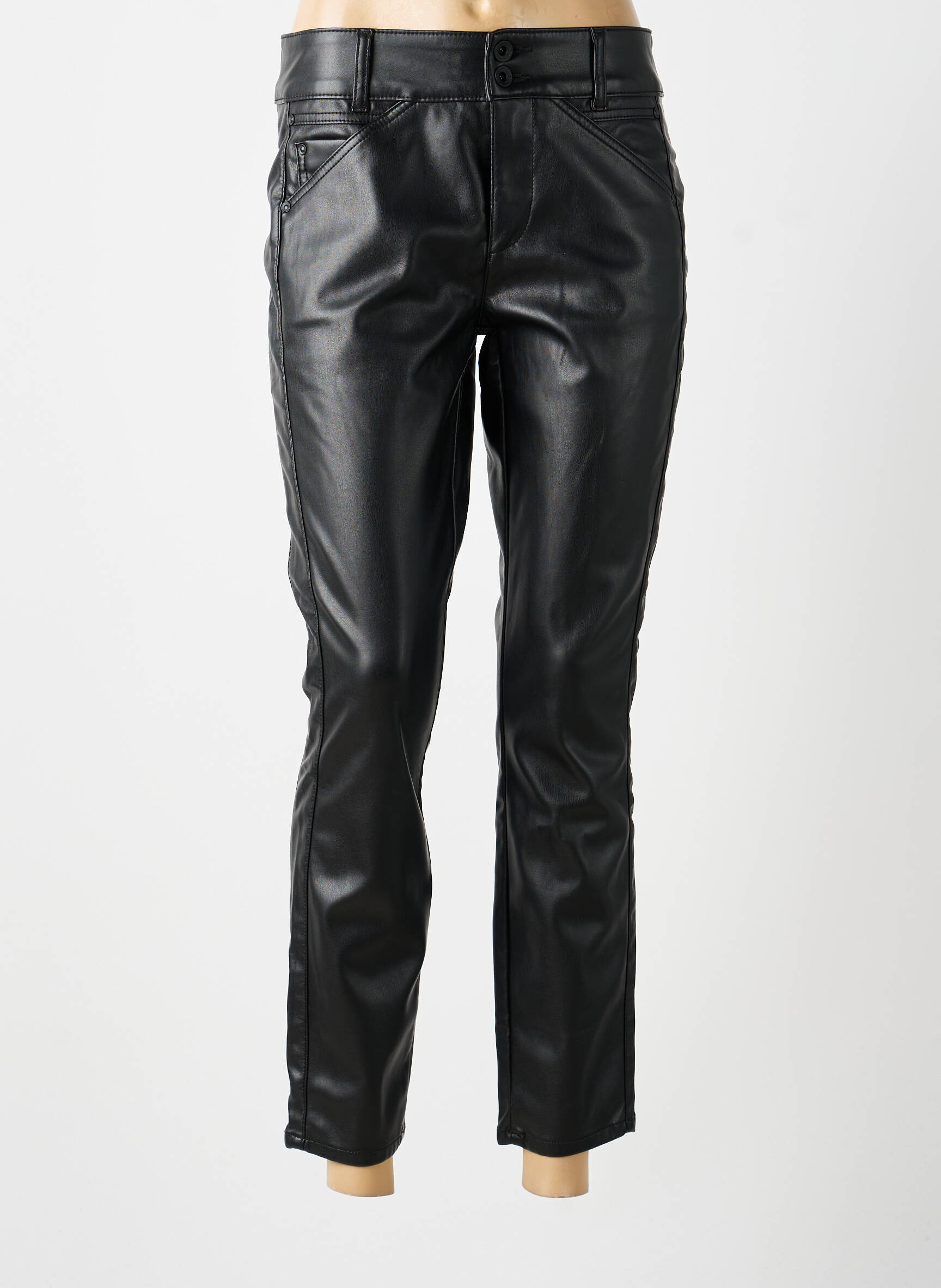 Pantalon 7/8 fermeture zippée sous rabat boutonné taille normale noir STREET ONE femme