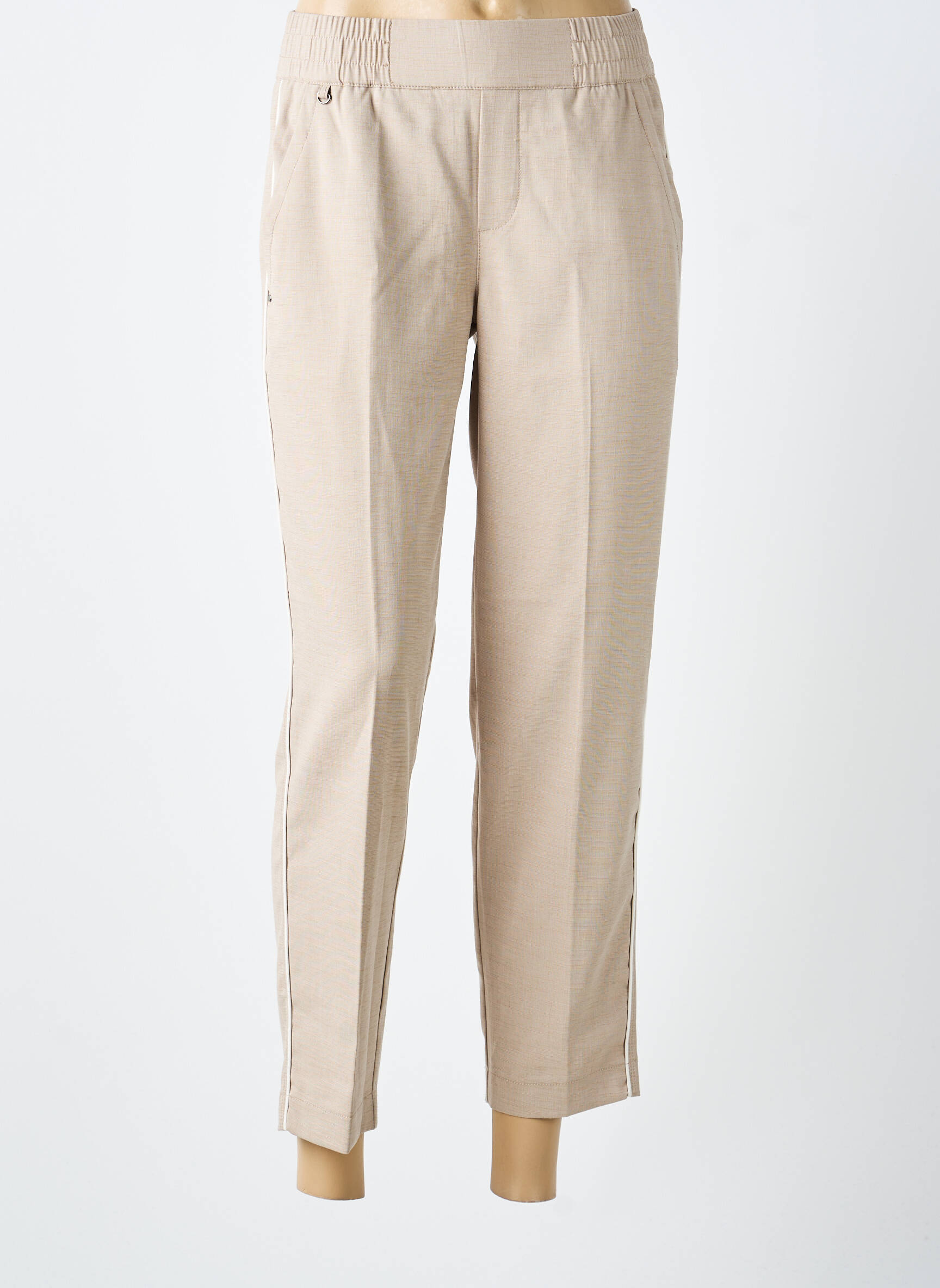 Pantalon 7/8 taille haute taille haute beige STREET ONE femme