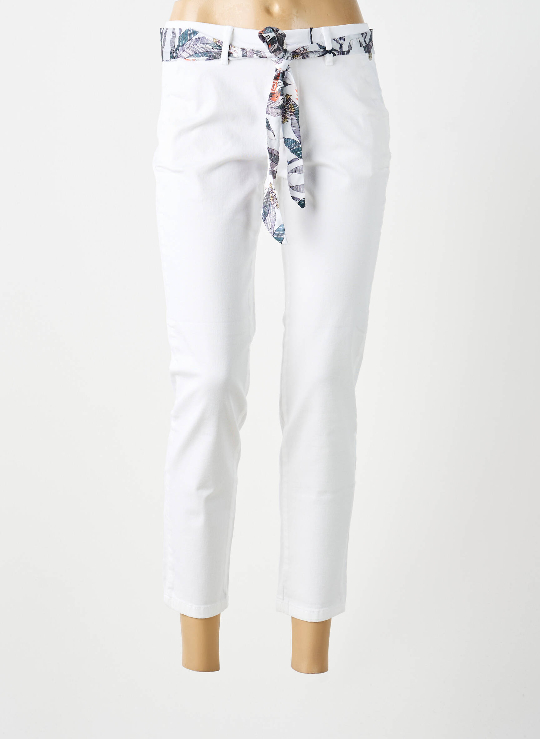 Pantalon 7/8 stretch taille normale blanc FREEMAN T.PORTER femme