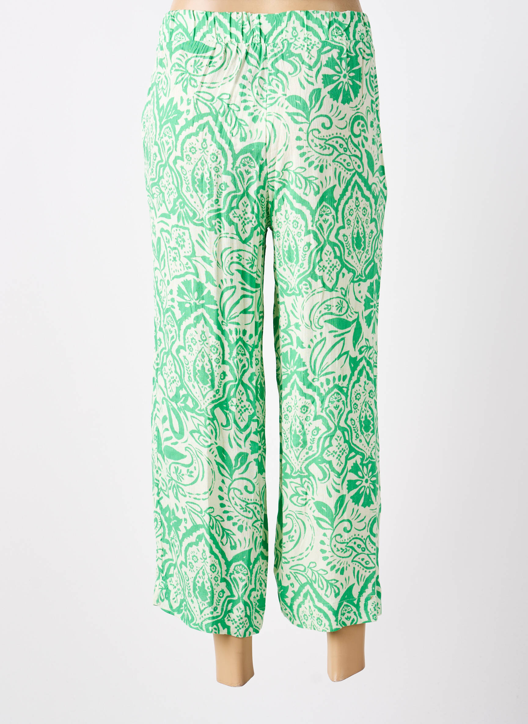 Pantalon 7/8 taille élastique taille normale vert ICHI femme