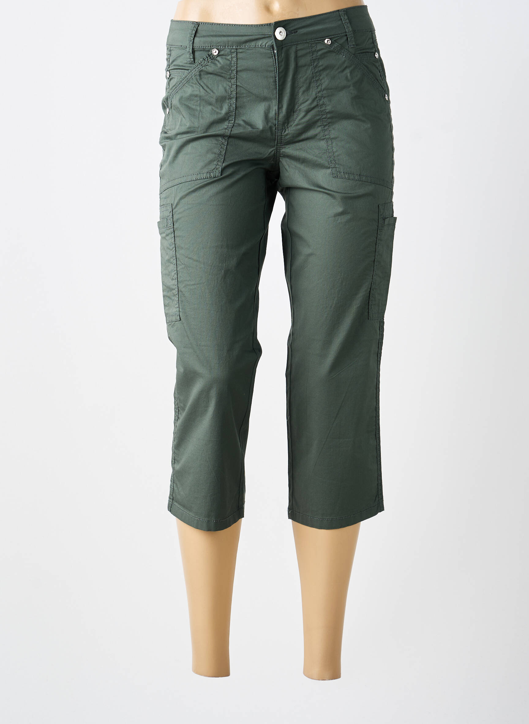 Pantacourt tissage popeline taille normale vert STREET ONE femme