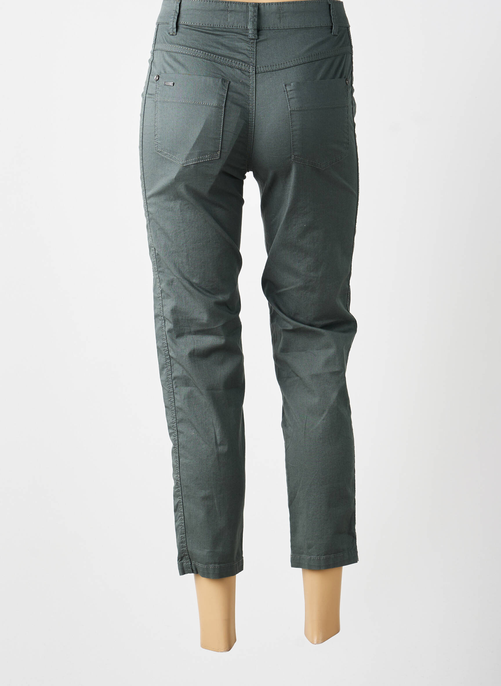 Pantalon 7/8 tissage popeline taille normale vert STREET ONE femme