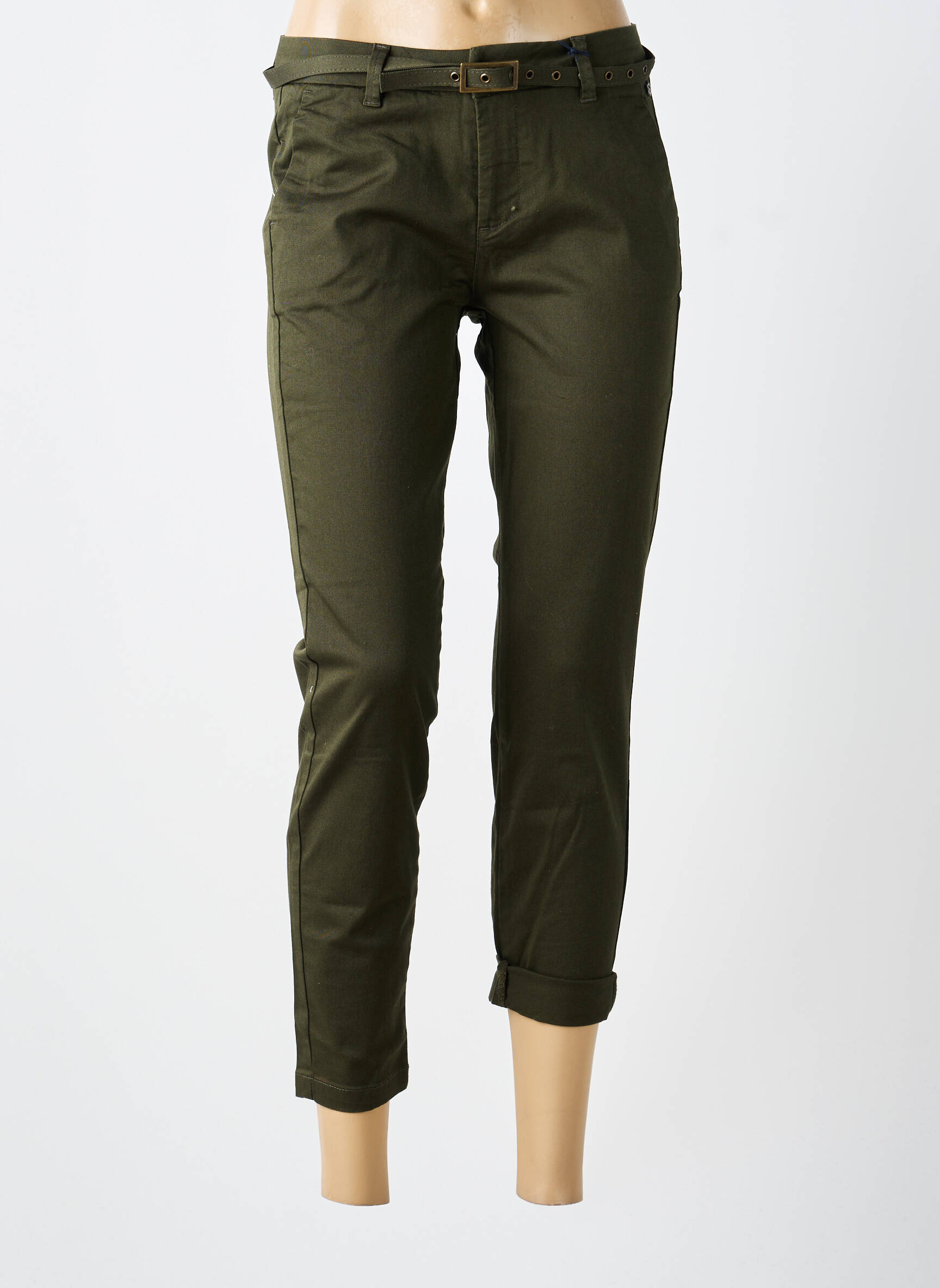 Pantalon 7/8 stretch taille basse vert FREEMAN T.PORTER femme