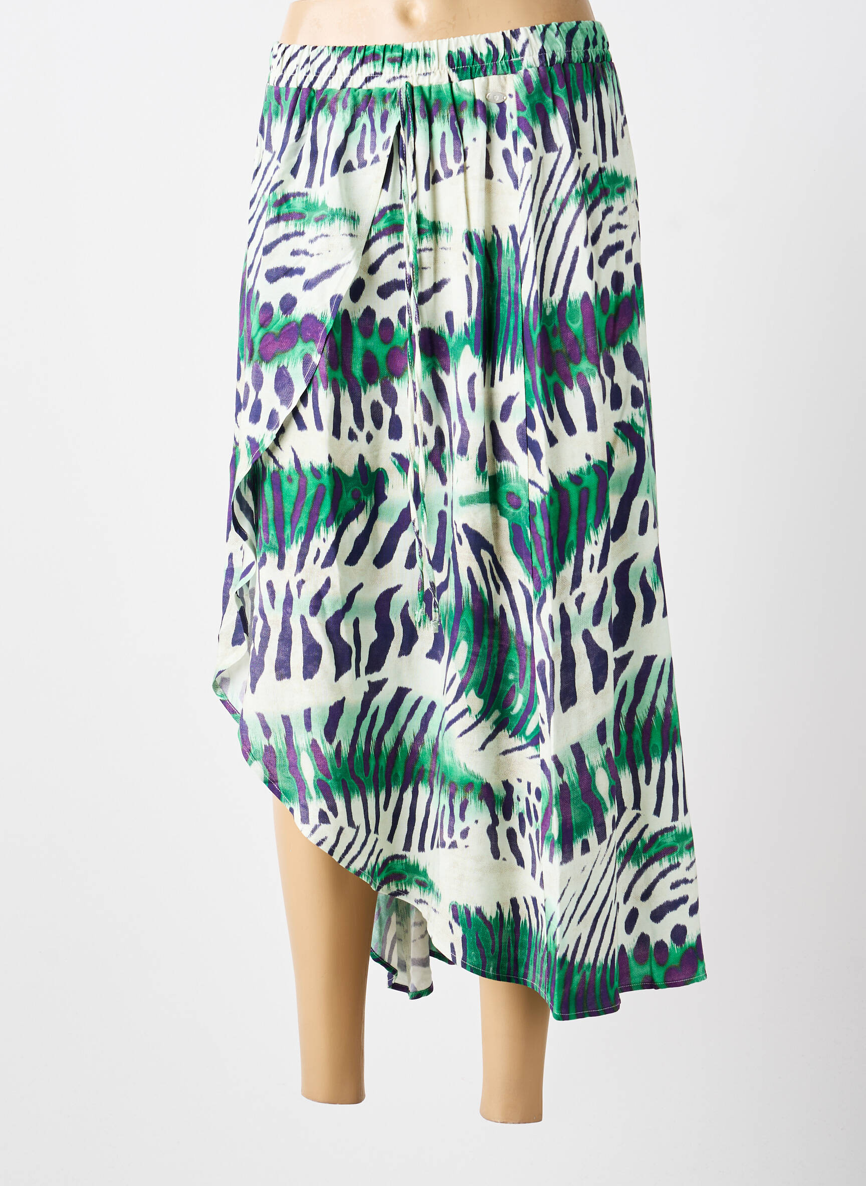 Jupe longue coupe asymétrique vert FREEMAN T.PORTER femme
