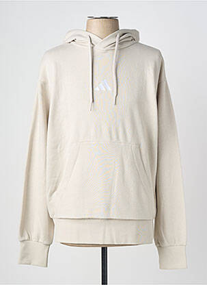 Sweat-shirt à capuche tissage jersey manches longues beige ADIDAS homme
