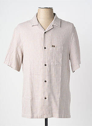 Chemise manches courtes col tailleur beige OXBOW homme
