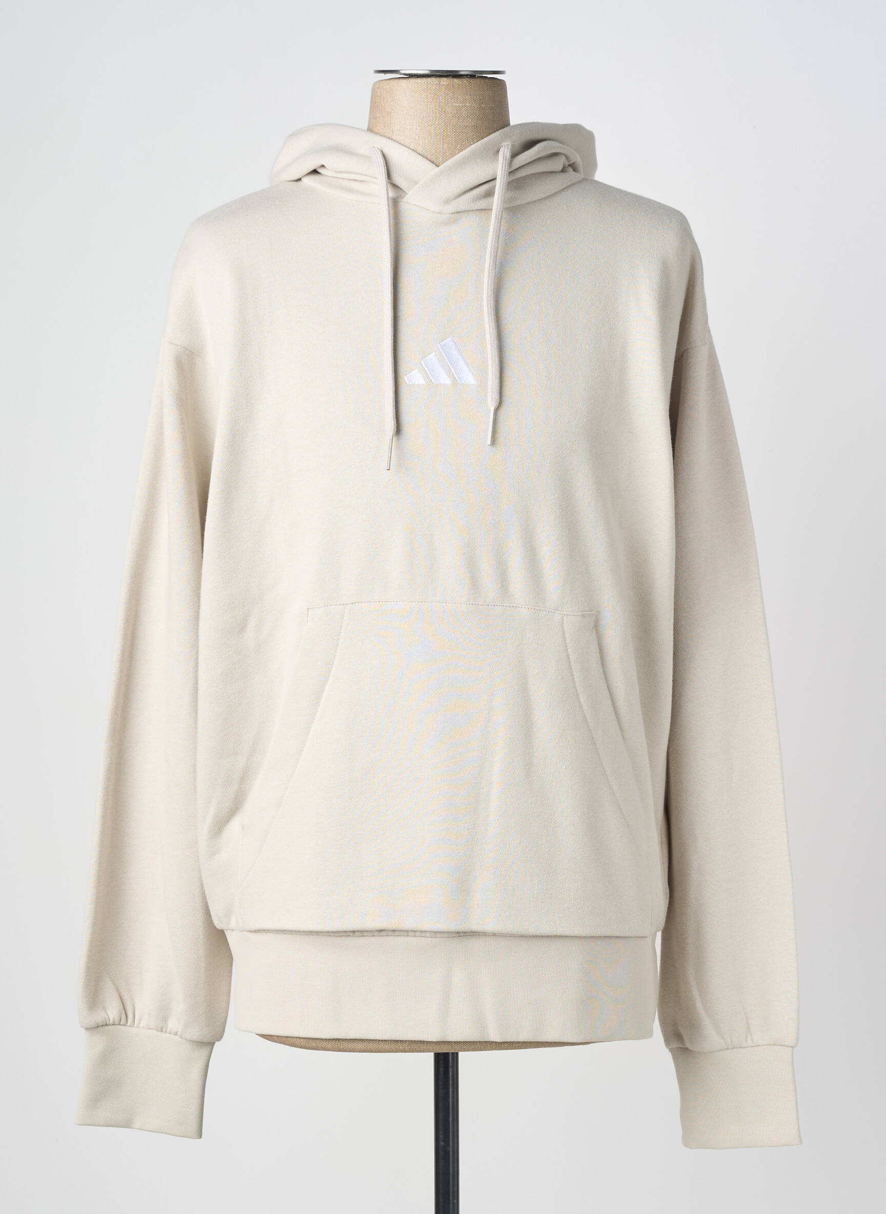 Sweat-shirt à capuche tissage jersey manches longues beige ADIDAS homme