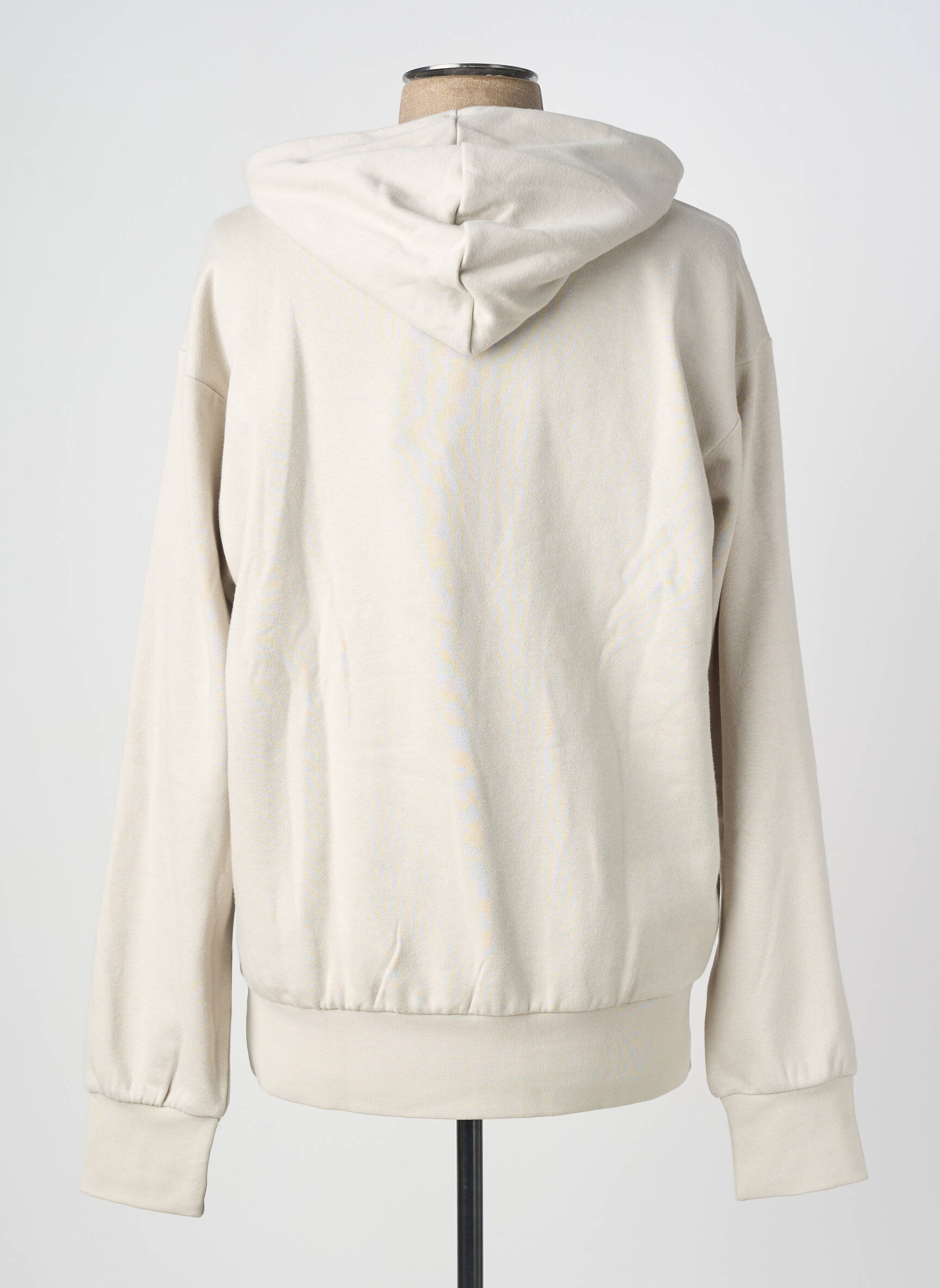 Sweat-shirt à capuche tissage jersey manches longues beige ADIDAS homme