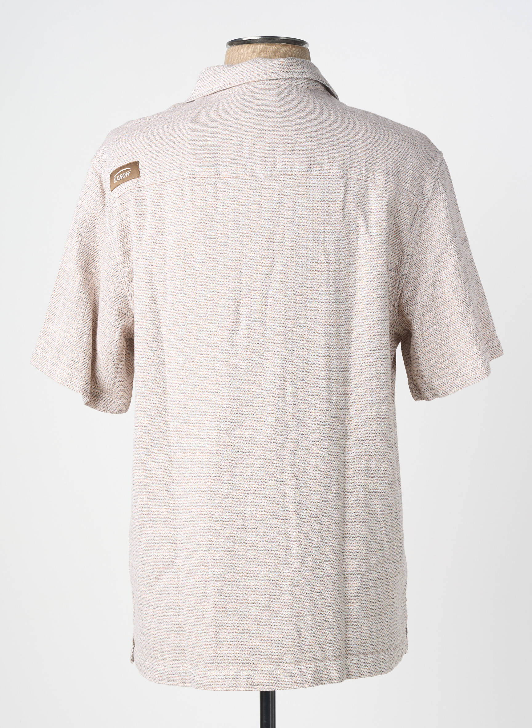 Chemise manches courtes col tailleur beige OXBOW homme