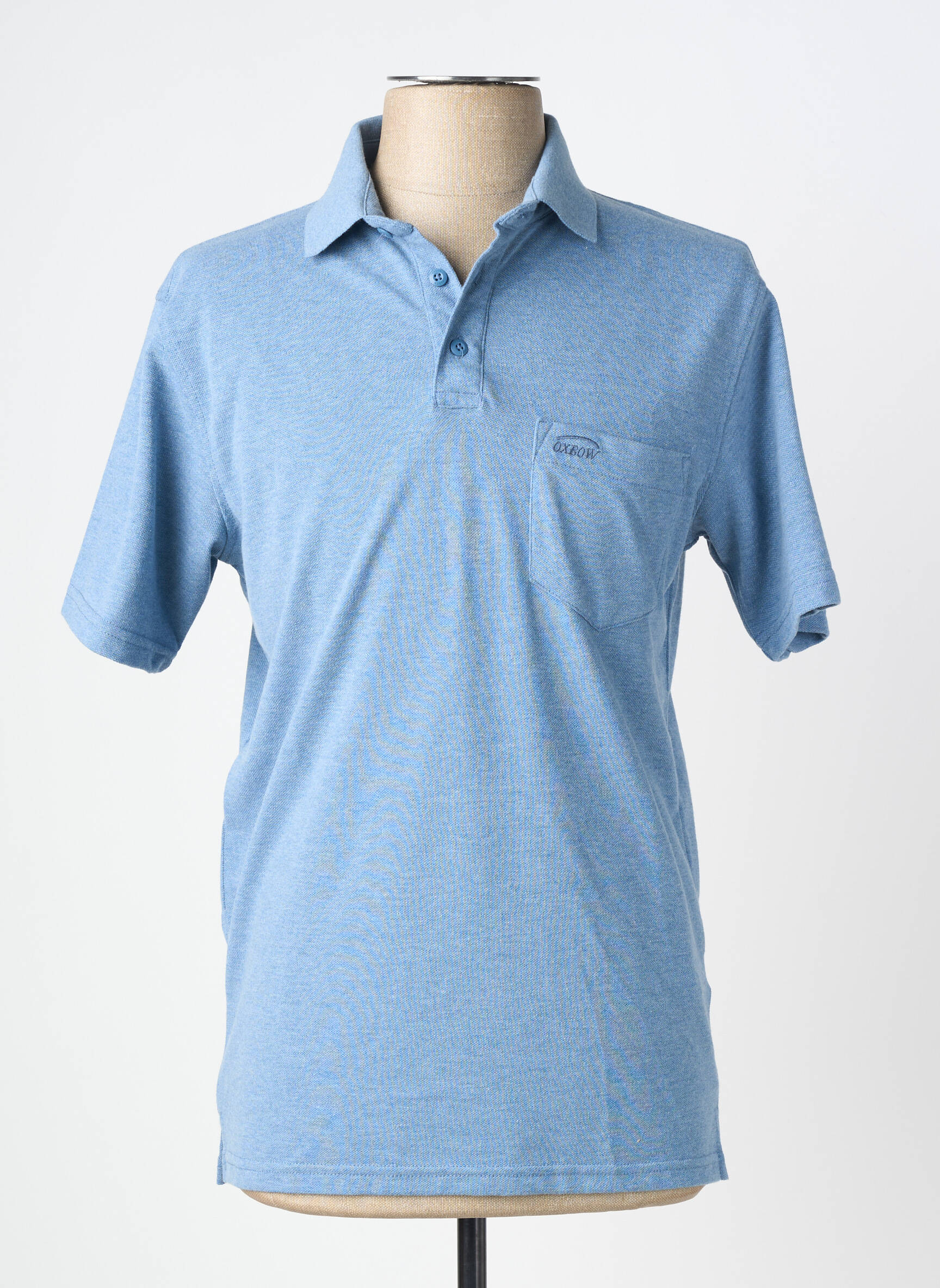 Polo tissage chiné manches courtes bleu OXBOW homme
