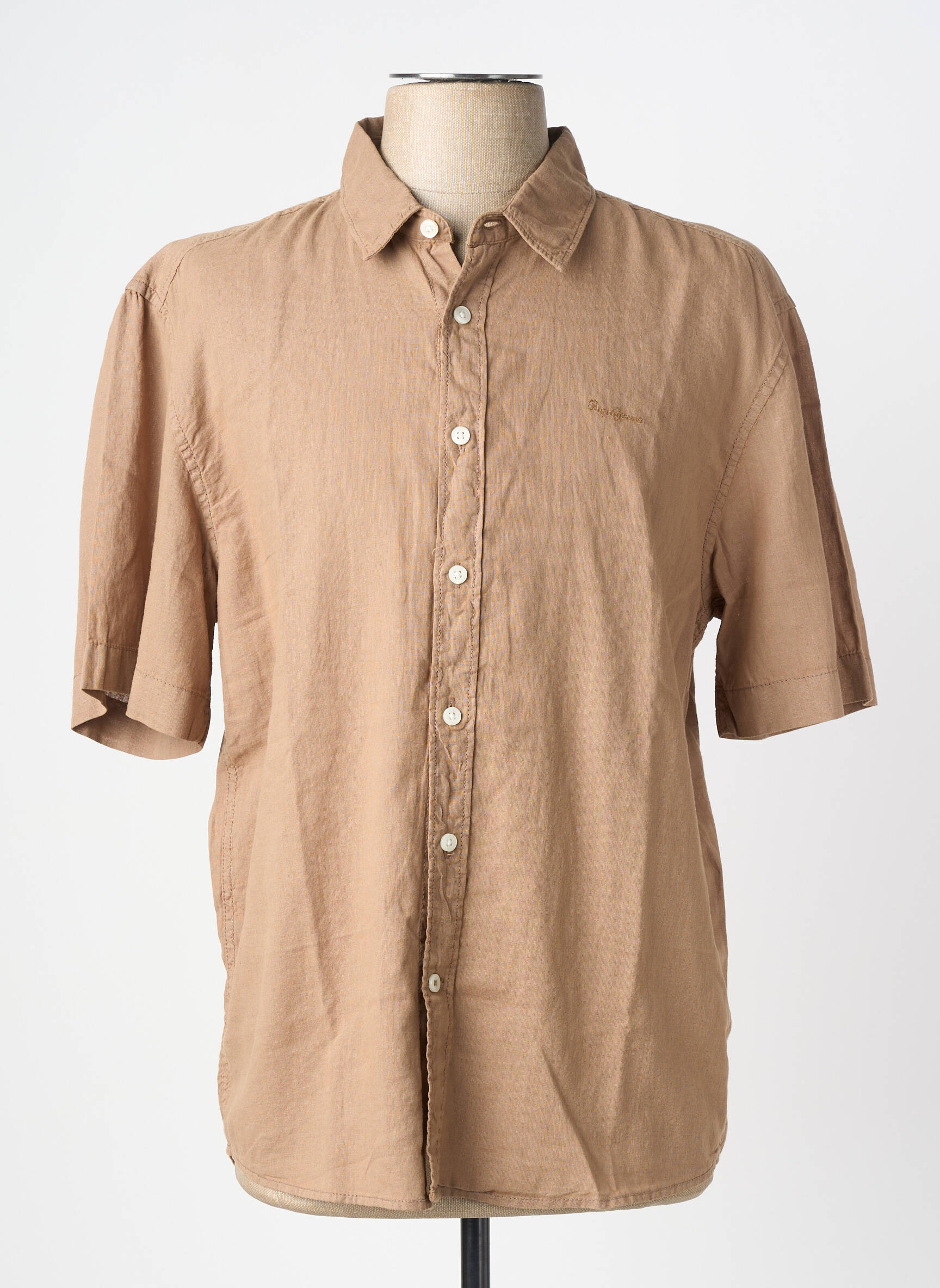 Chemise manches courtes coupe cintrée marron PEPE JEANS homme