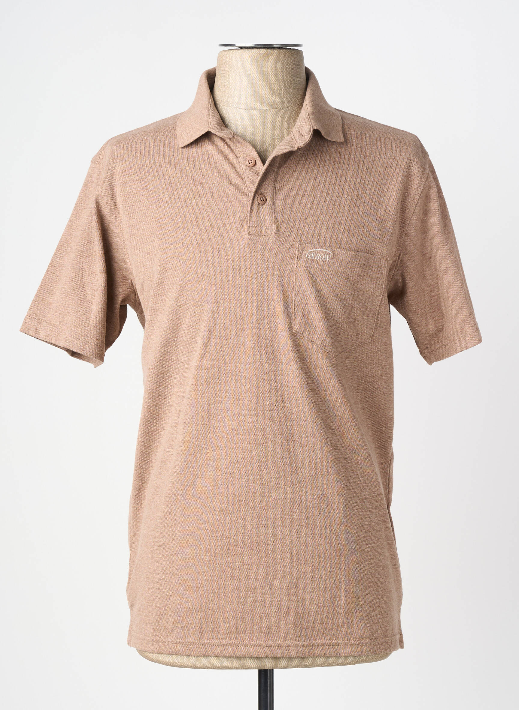 Polo tissage chiné manches courtes marron OXBOW homme