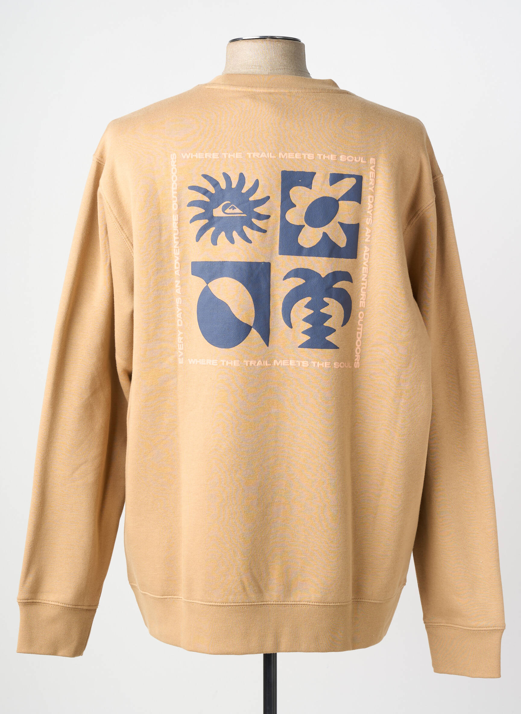 Sweat-shirt stretch manches longues beige QUIKSILVER homme