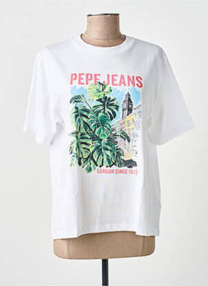 T-shirt sérigraphie floquée manches courtes blanc PEPE JEANS femme
