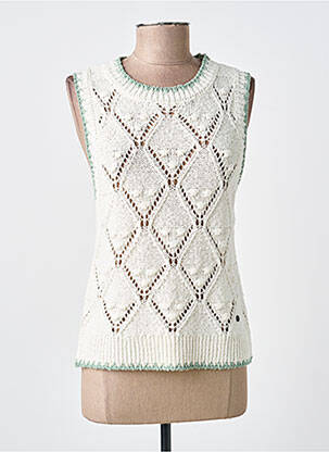 Pull maille ajourée sans manche blanc PEPE JEANS femme