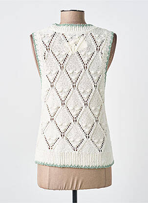 Pull maille ajourée sans manche blanc PEPE JEANS femme