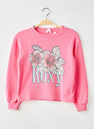 Sweat-shirt sérigraphie floquée manches longues rose ROXY fille