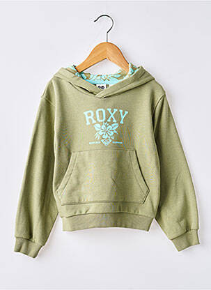 Sweat-shirt à capuche tissage jersey manches longues vert ROXY fille