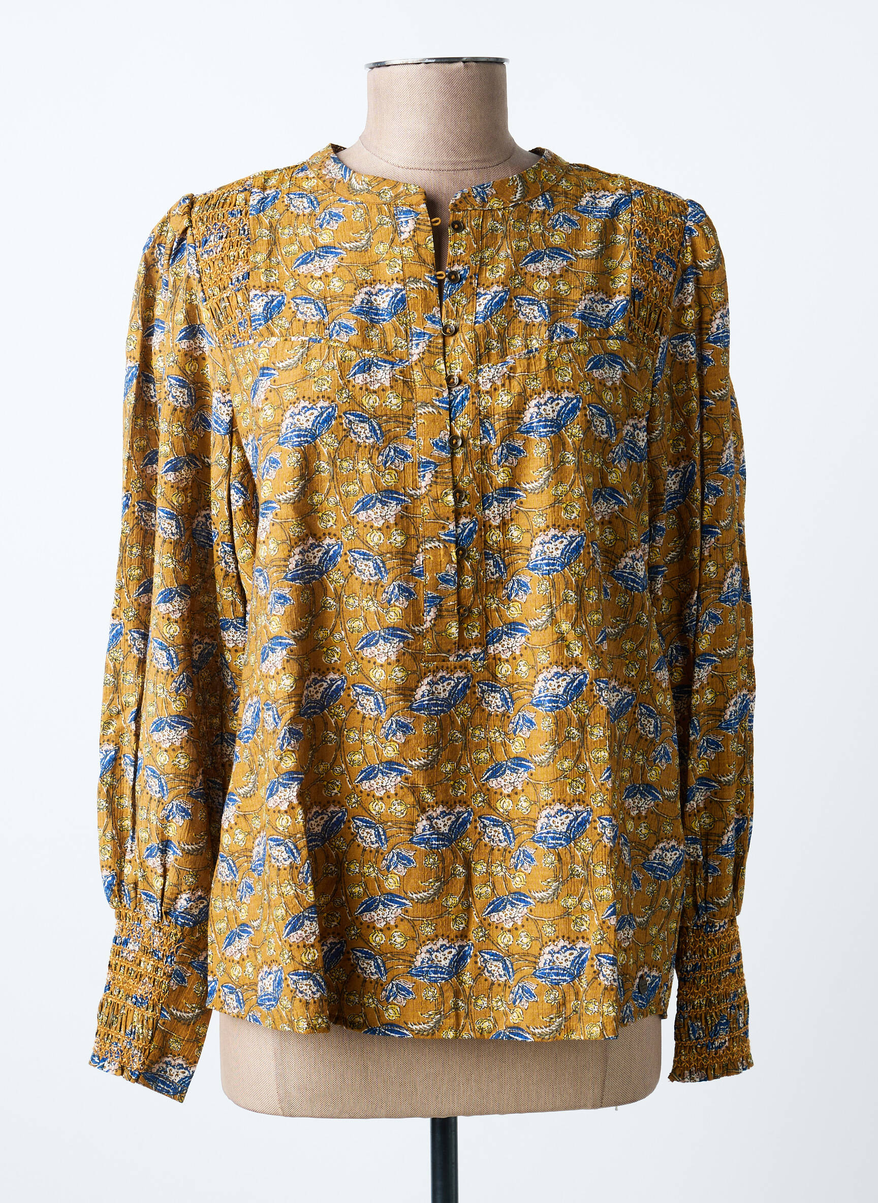 Blouse imprimé fantaisie manches longues marron PEPE JEANS femme