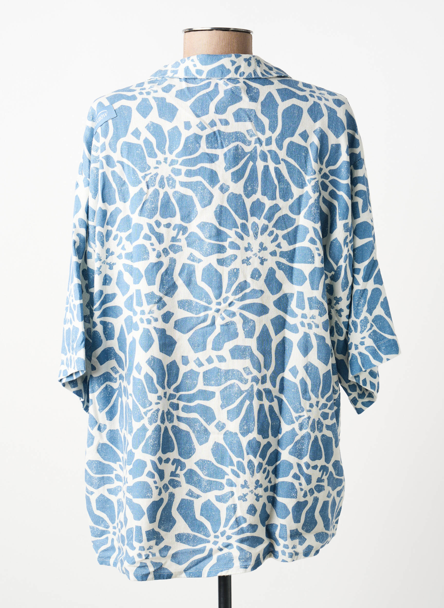 Chemise manches courtes col tailleur bleu OXBOW homme