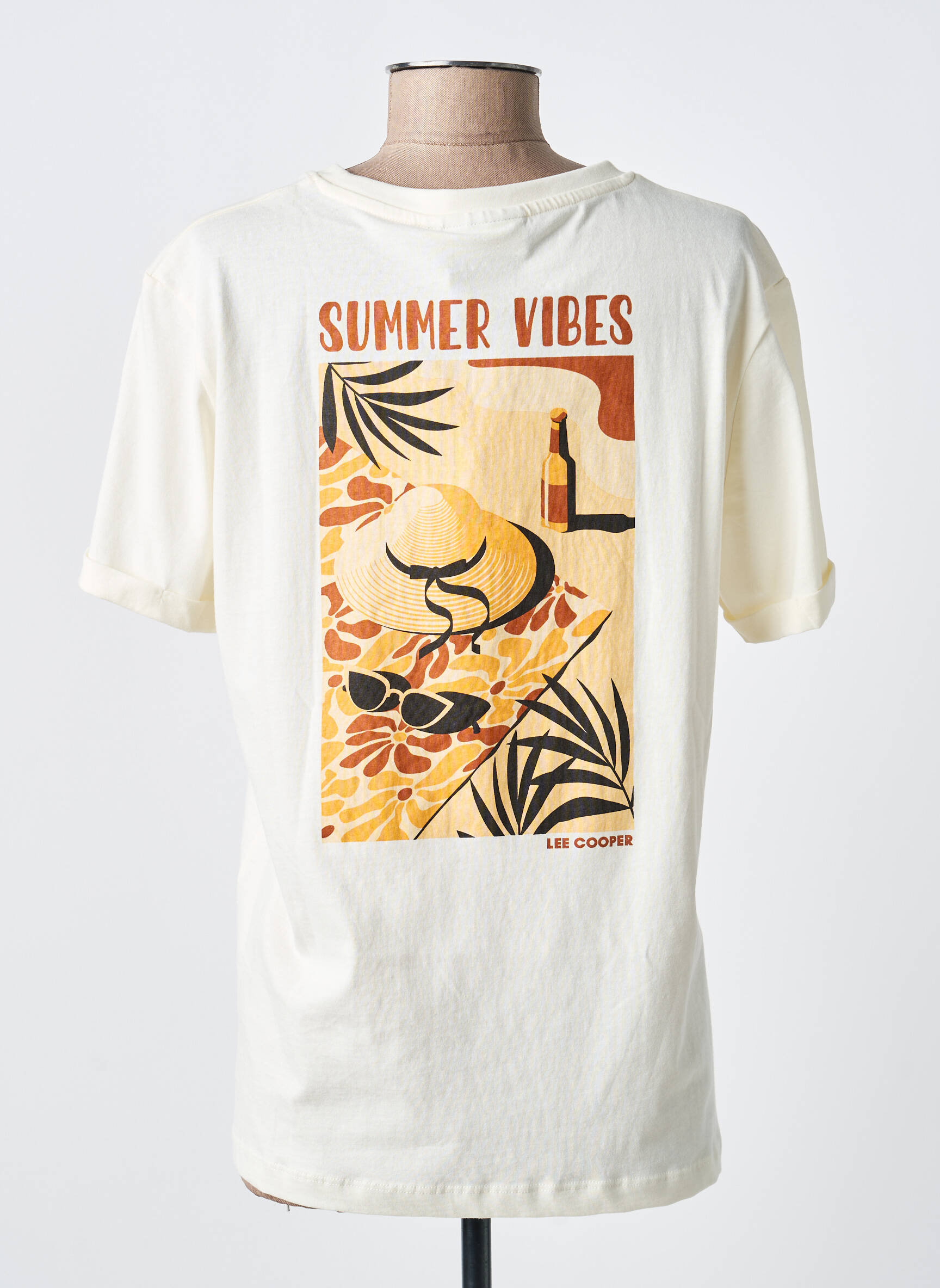 T-shirt sérigraphie floquée manches courtes beige LEE COOPER femme
