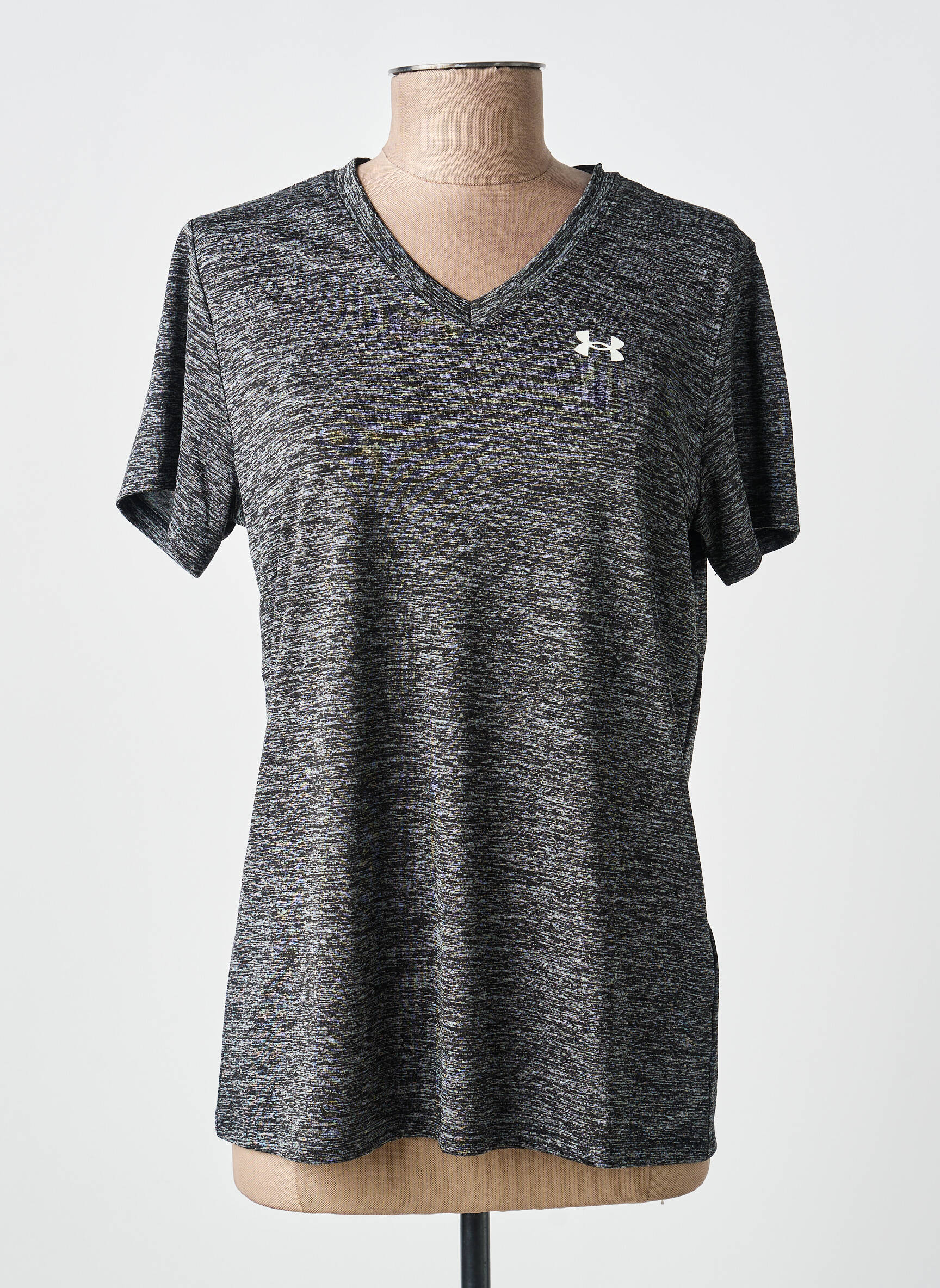 T-shirt col v manches courtes gris UNDER ARMOUR femme