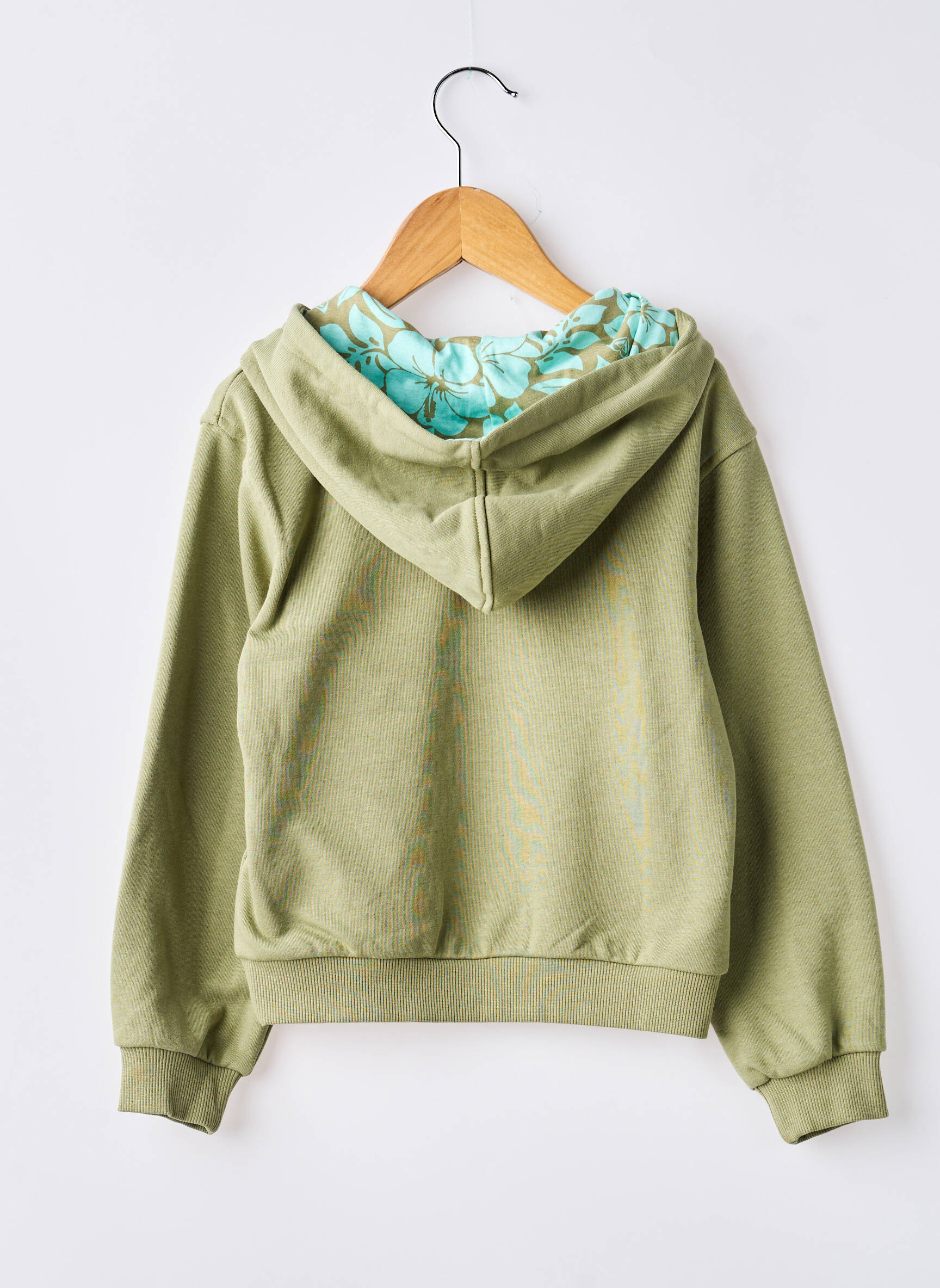Sweat-shirt à capuche tissage jersey manches longues vert ROXY fille