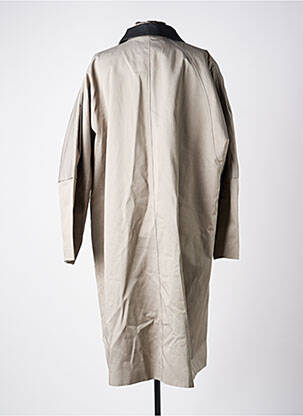 Manteau long coupe droite sans capuche gris KAFFE femme
