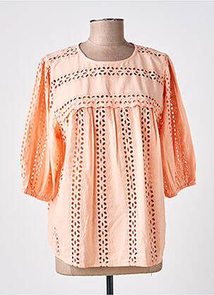 Blouse col rond manches courtes orange KAFFE femme
