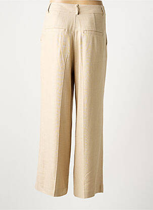 Pantalon droit fermeture zippée sous rabat boutonné taille normale beige KAFFE femme