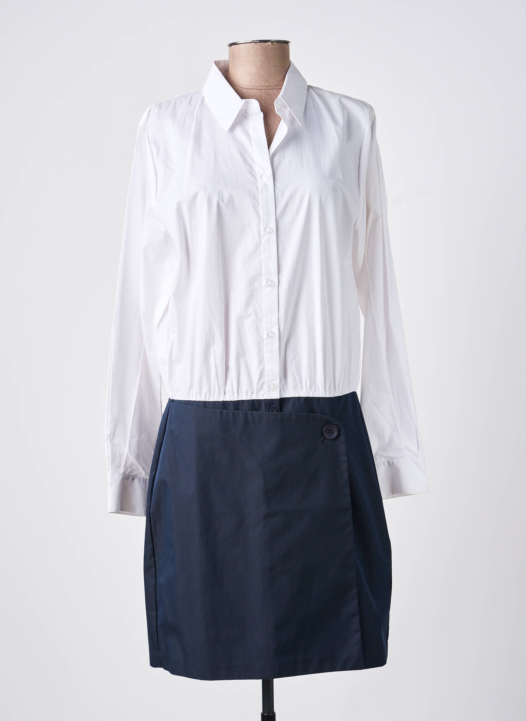 Robe mi-longue manches longues manches longues bleu IN WEAR femme