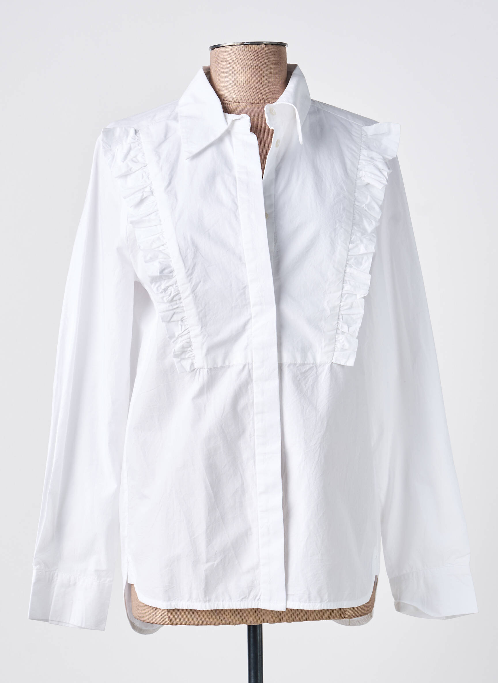 Chemisier tissage popeline manches longues blanc IN WEAR femme