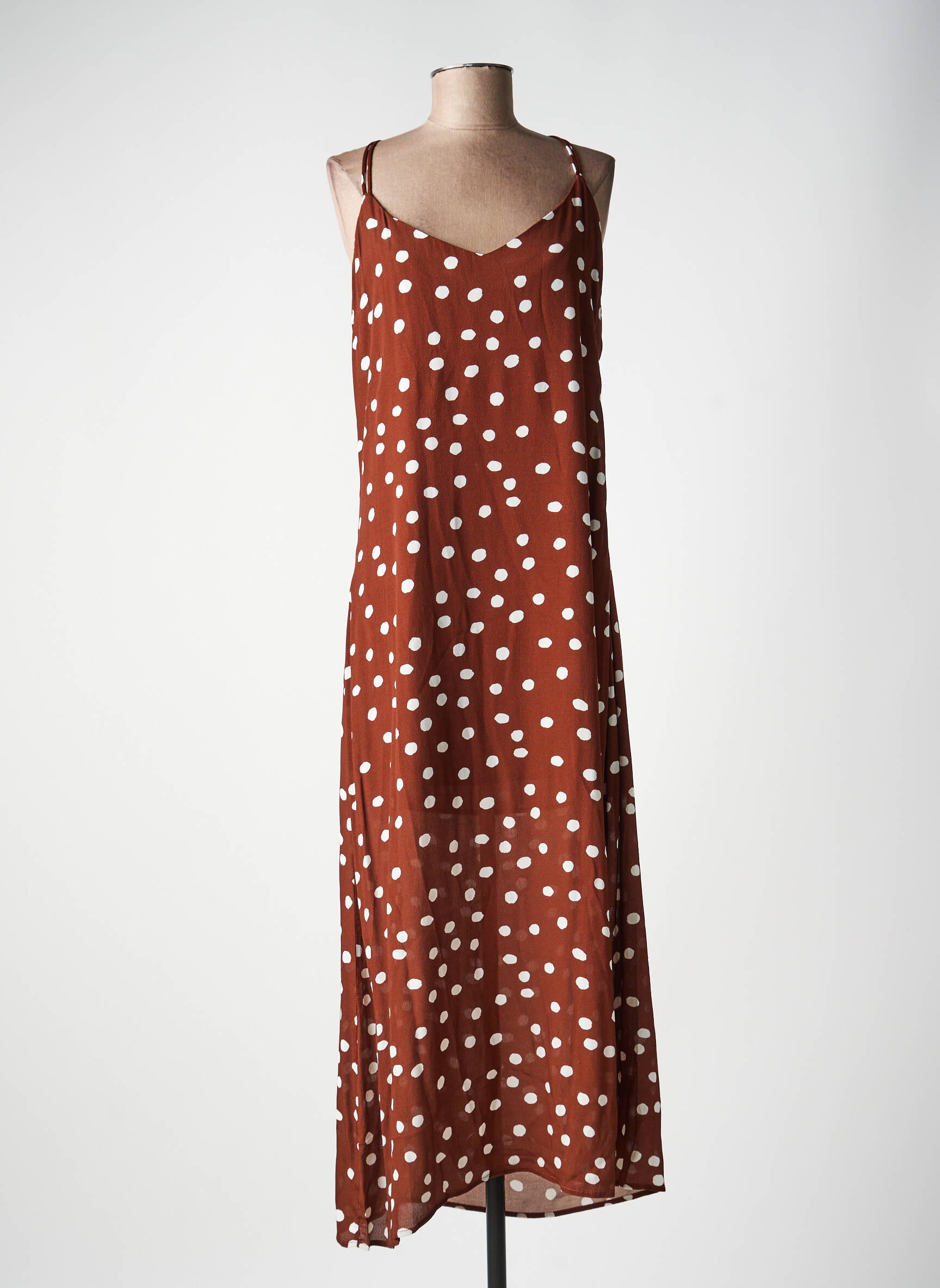 Robe longue fines bretelles fines bretelles marron FREEMAN T.PORTER femme