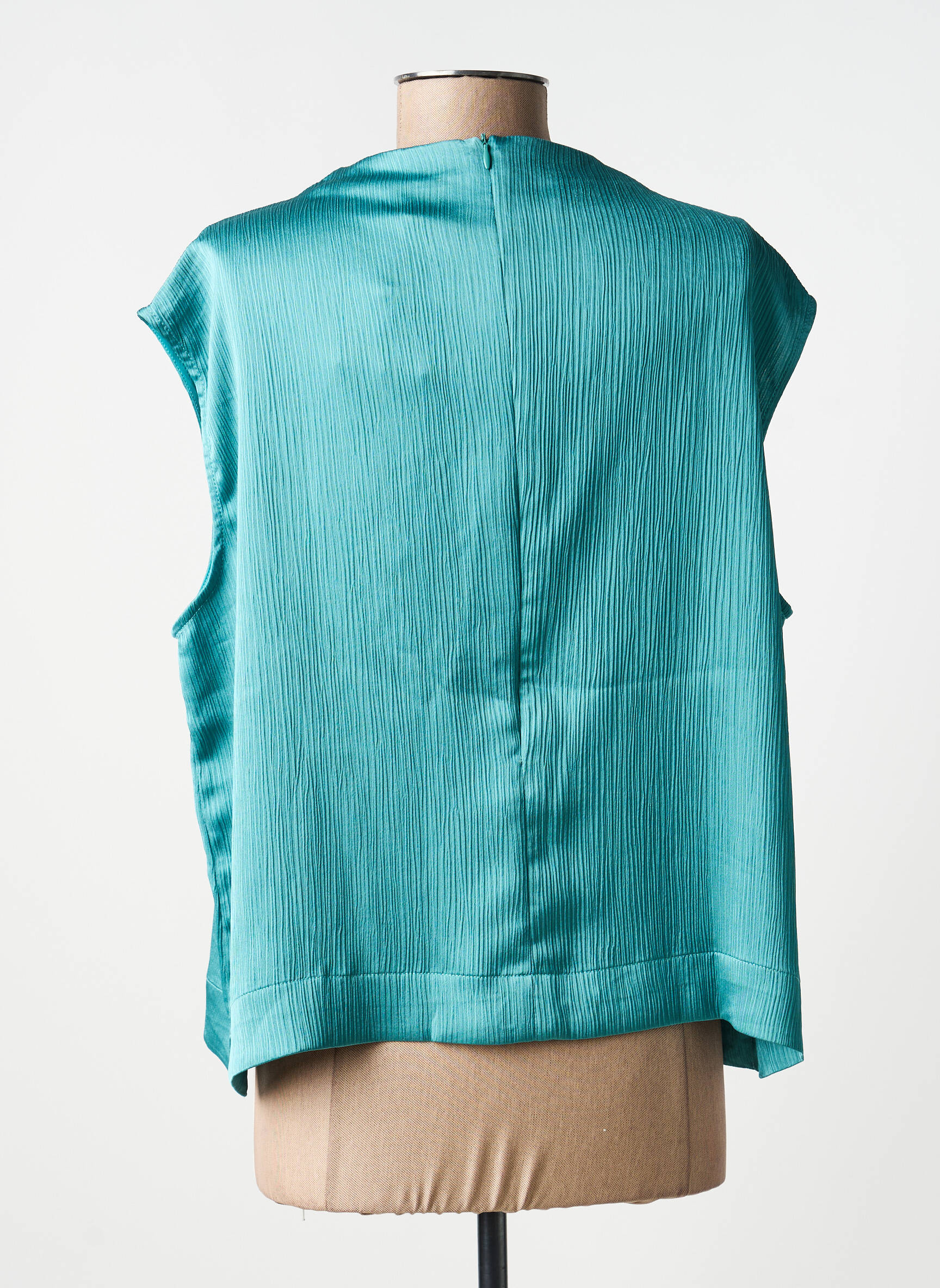 Top tissage crêpe sans manche bleu KAFFE femme