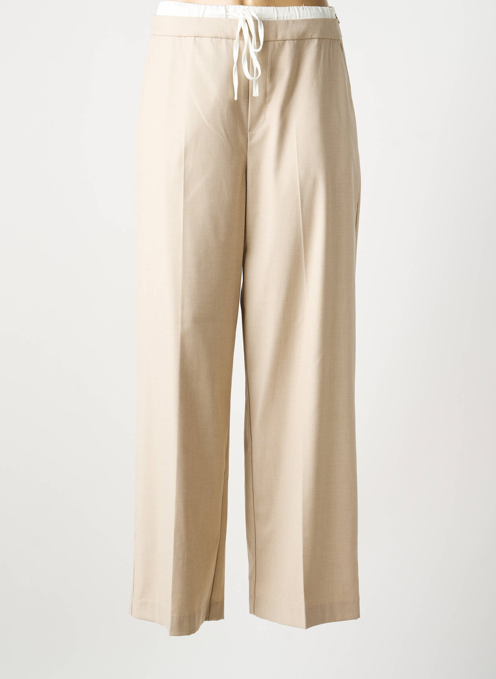 Pantalon droit stretch taille normale beige KAFFE femme