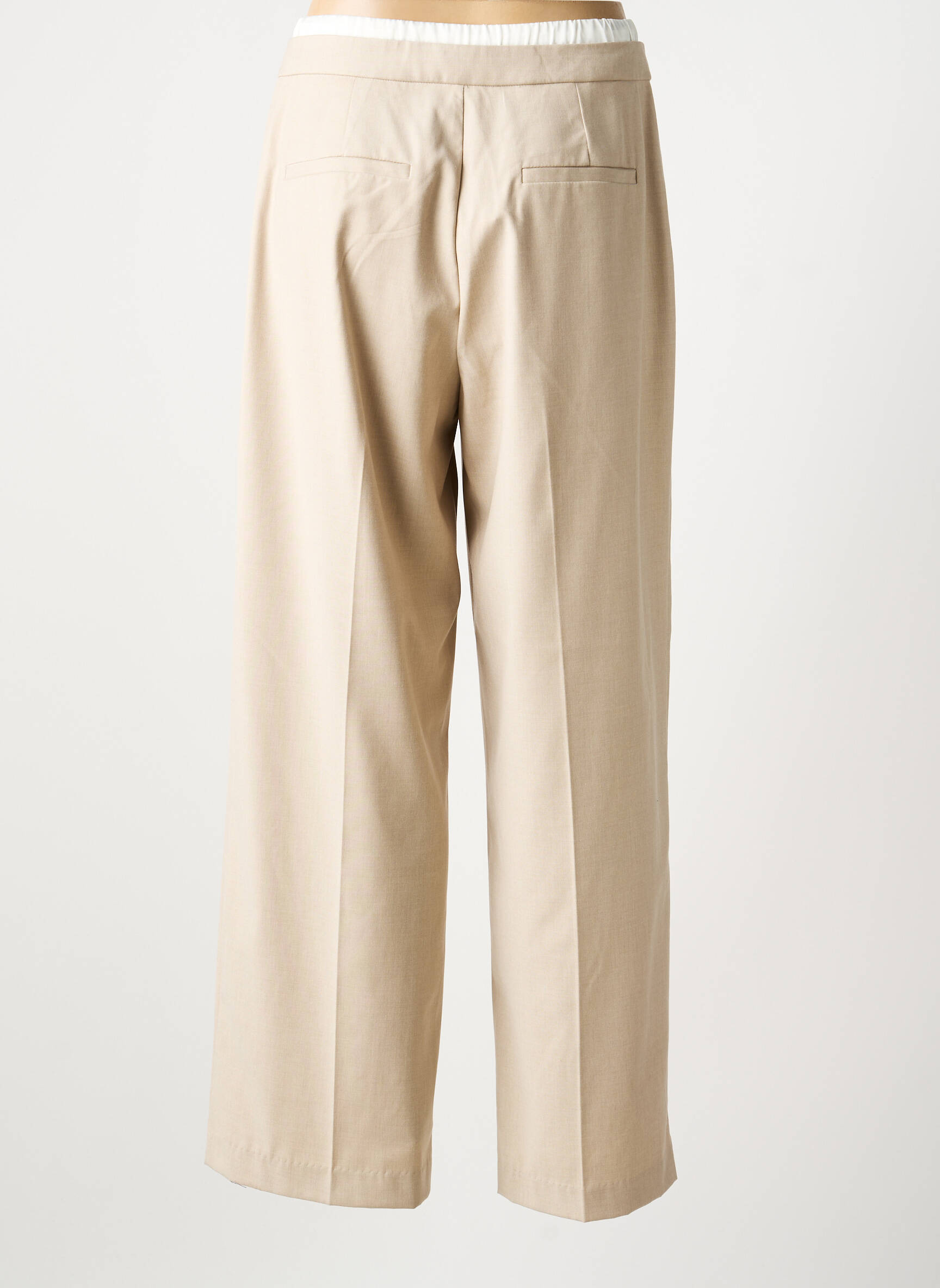 Pantalon droit stretch taille normale beige KAFFE femme