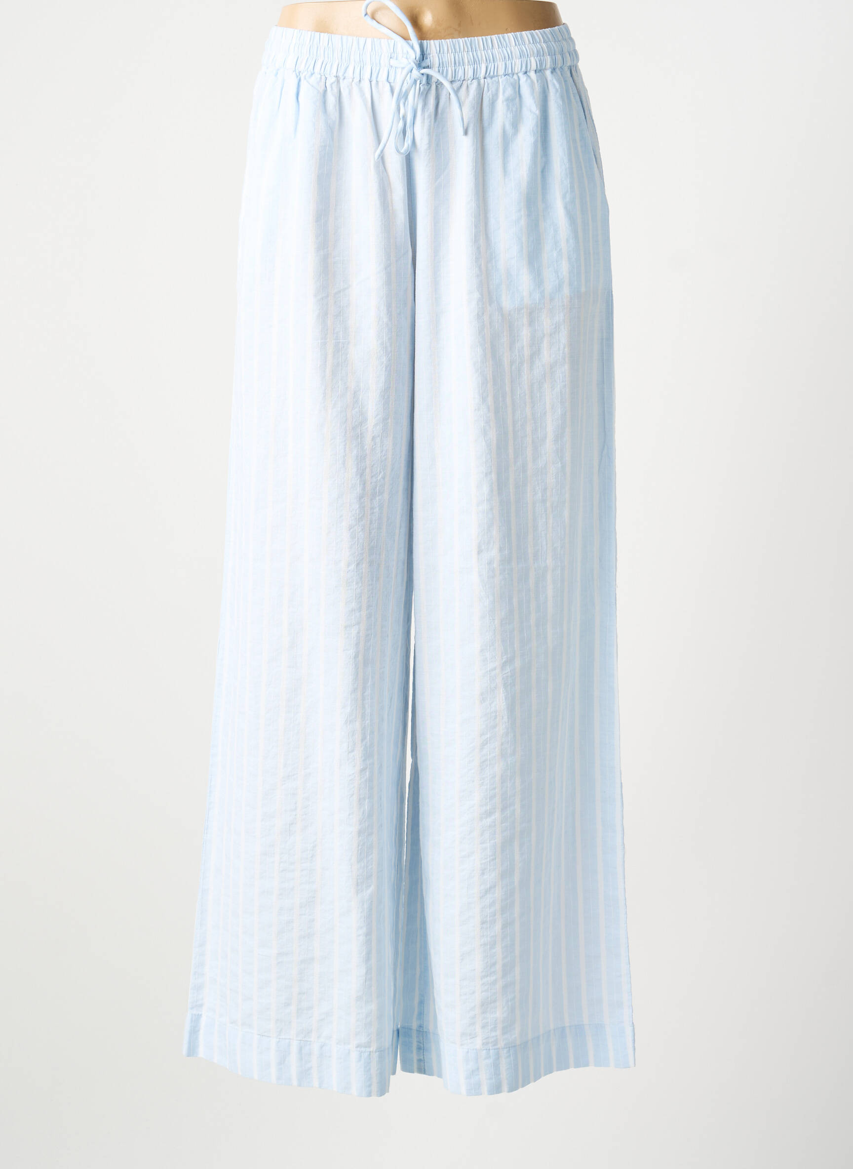 Pantalon droit tissage popeline taille normale bleu KAFFE femme
