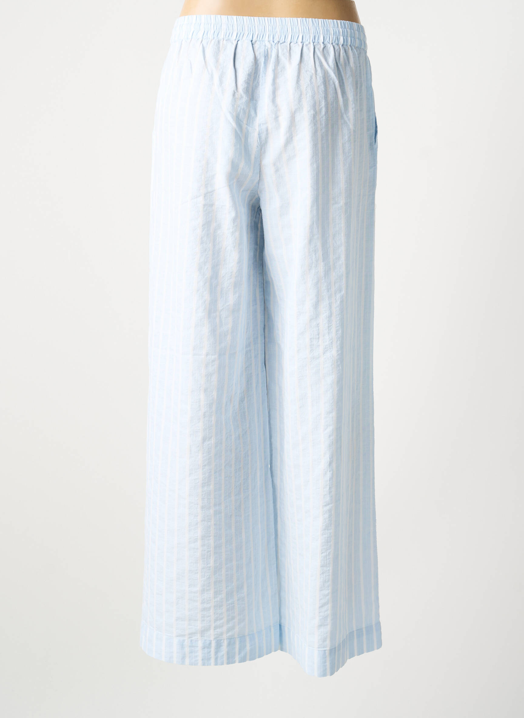 Pantalon droit tissage popeline taille normale bleu KAFFE femme