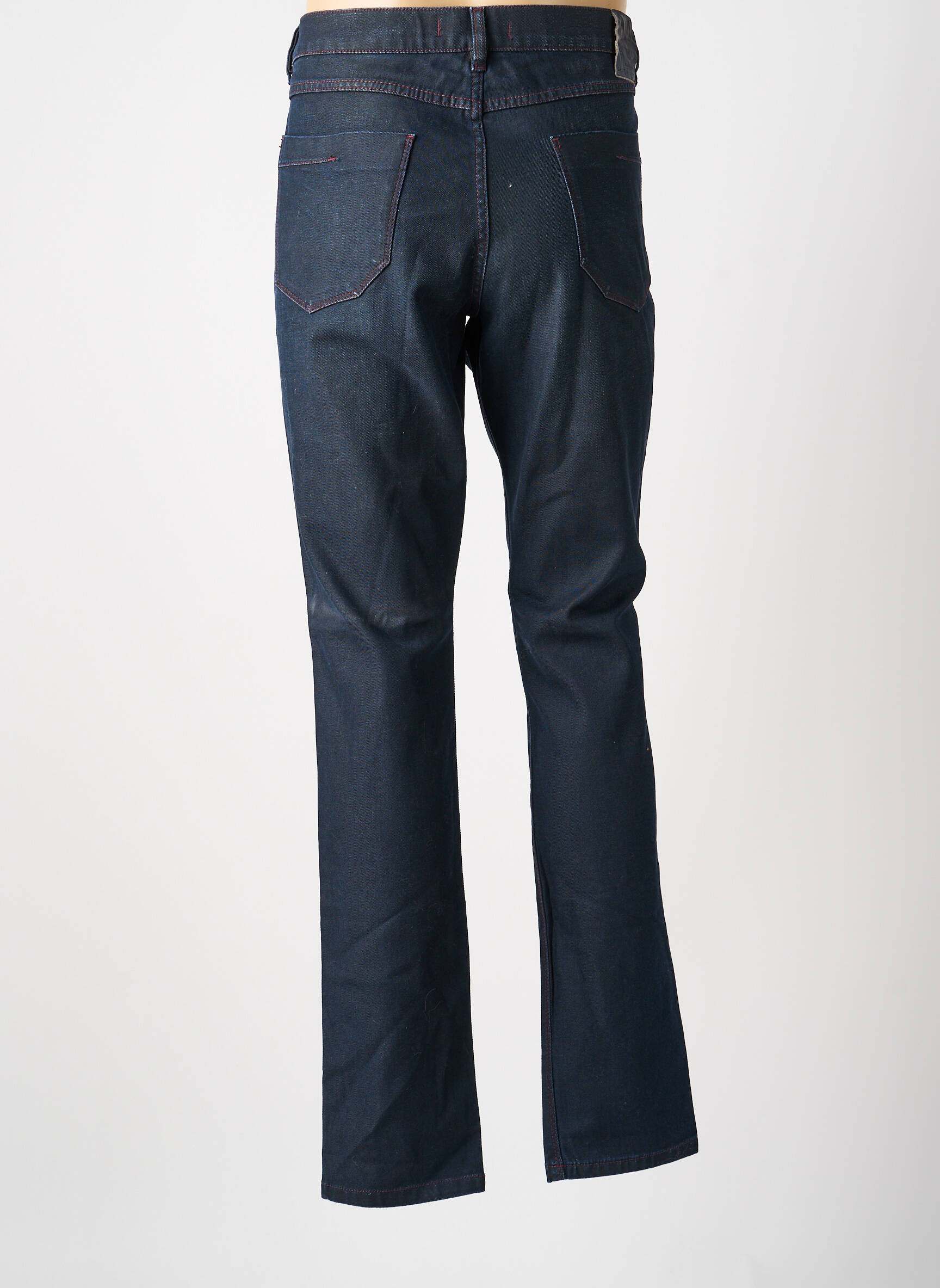 Jeans coupe droite fermeture zippée sous rabat boutonné taille normale bleu SAINT HILAIRE homme
