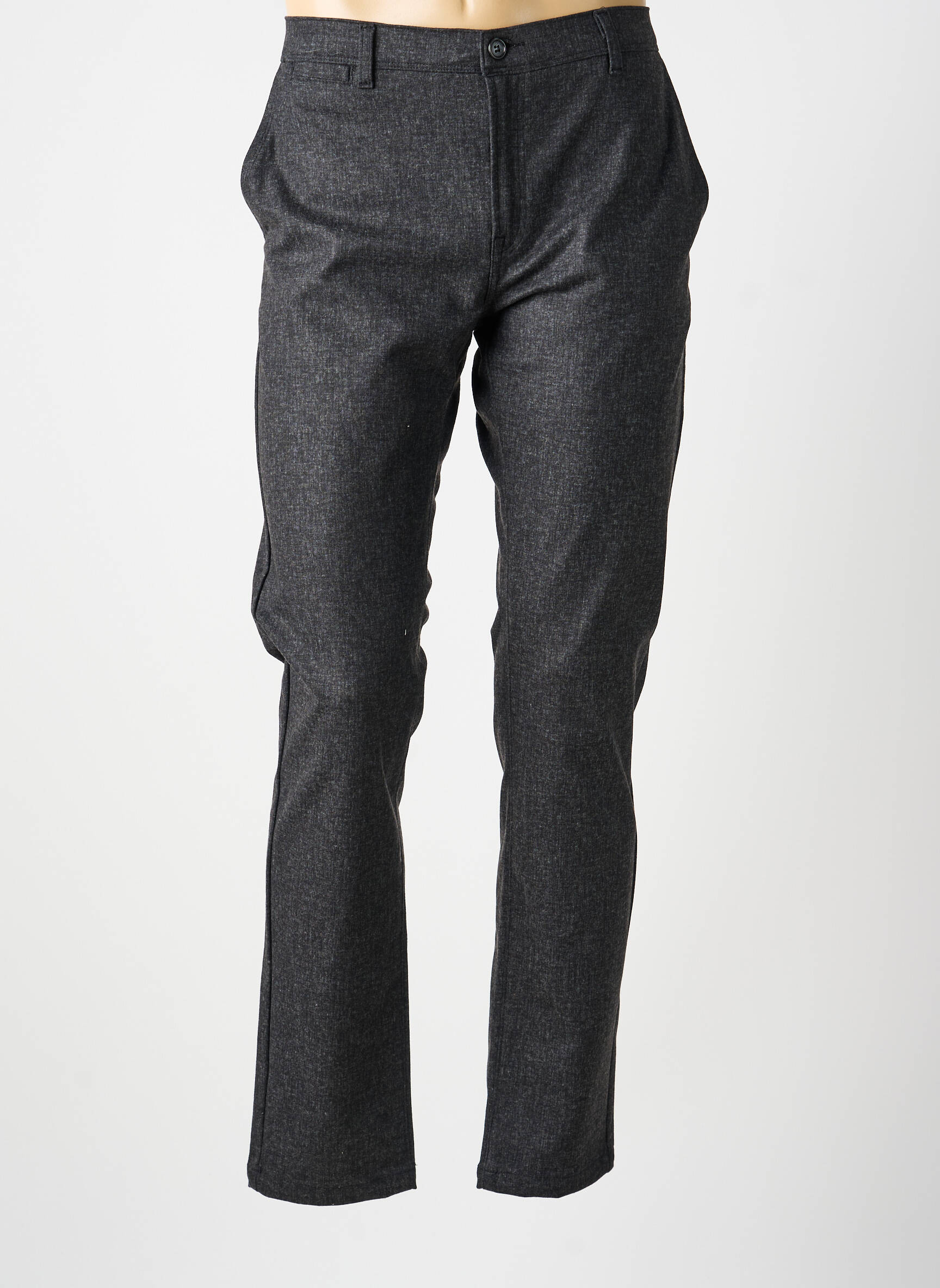 Pantalon droit tissage popeline taille normale gris IMPACT homme