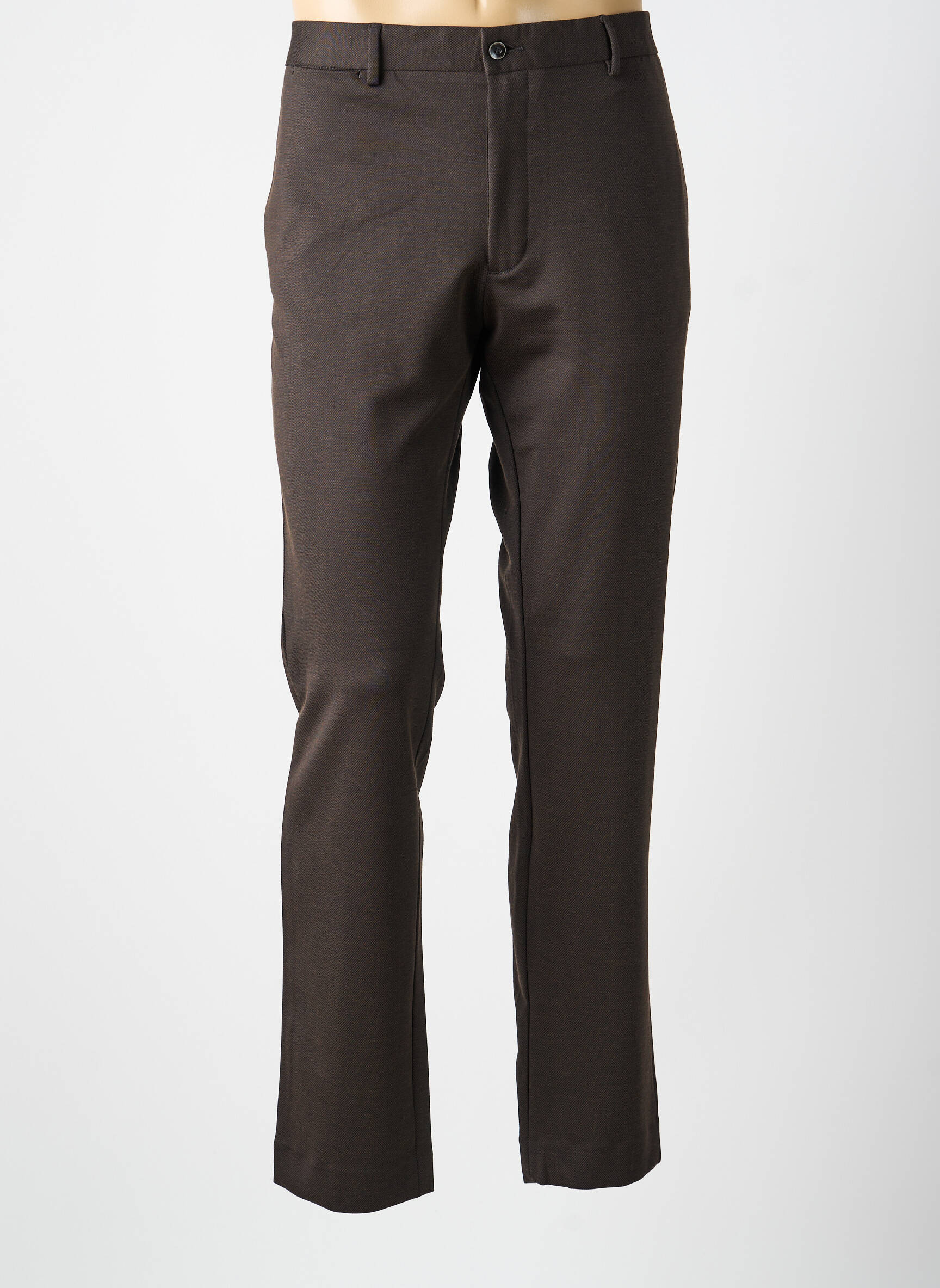 Pantalon slim tissage popeline taille normale marron LCDN homme