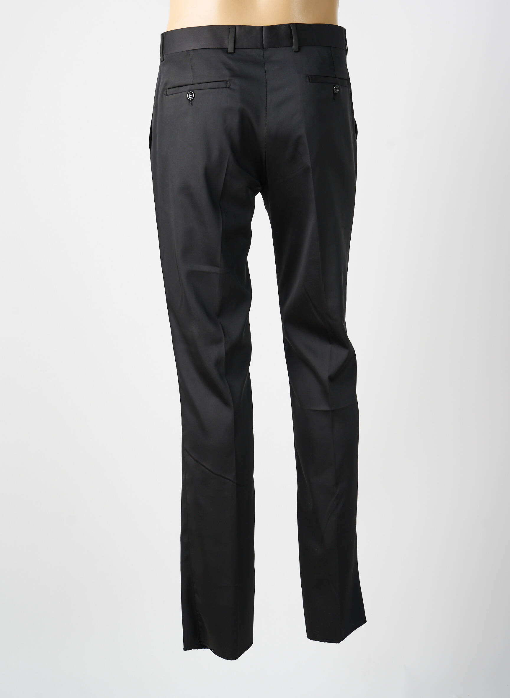 Pantalon droit tissage popeline taille normale noir BARBERINI homme