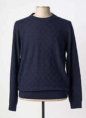 Pull stretch manches longues bleu DELAHAYE homme