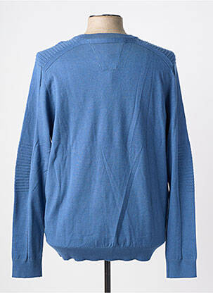 Pull stretch manches longues bleu DELAHAYE homme